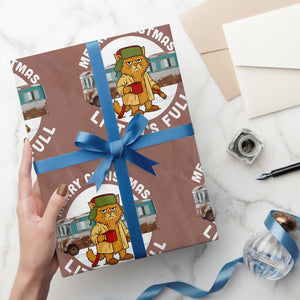 Merry Christmas Litters Full Wrapping Paper Roll Funny Christmas Vacation Cat TS10 Mocha Print Your Wear