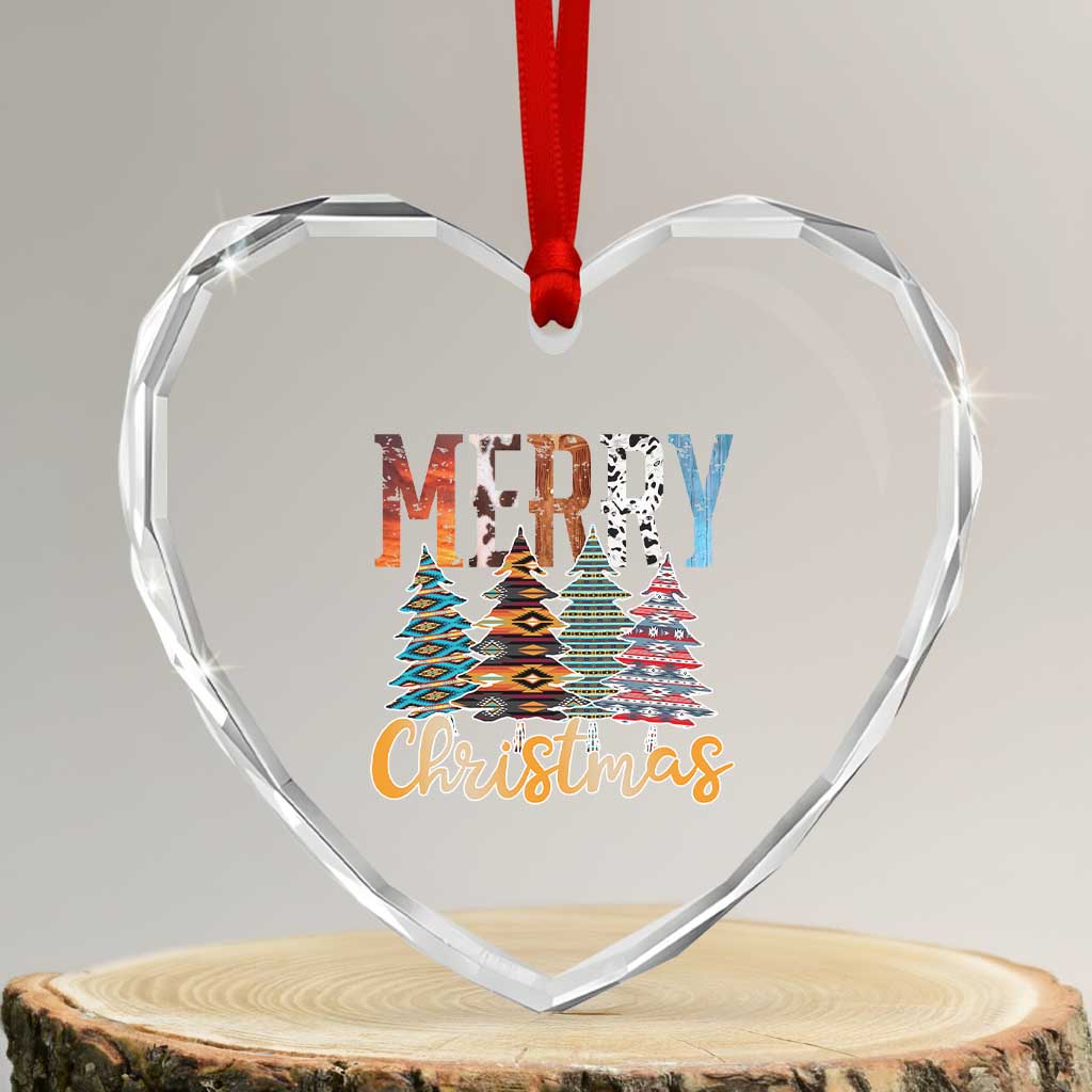 Merry Christmas Native American Xmas Tree Heart Crystal Glass Ornament TS11 Transparent Glass 3'' Heart Print Your Wear