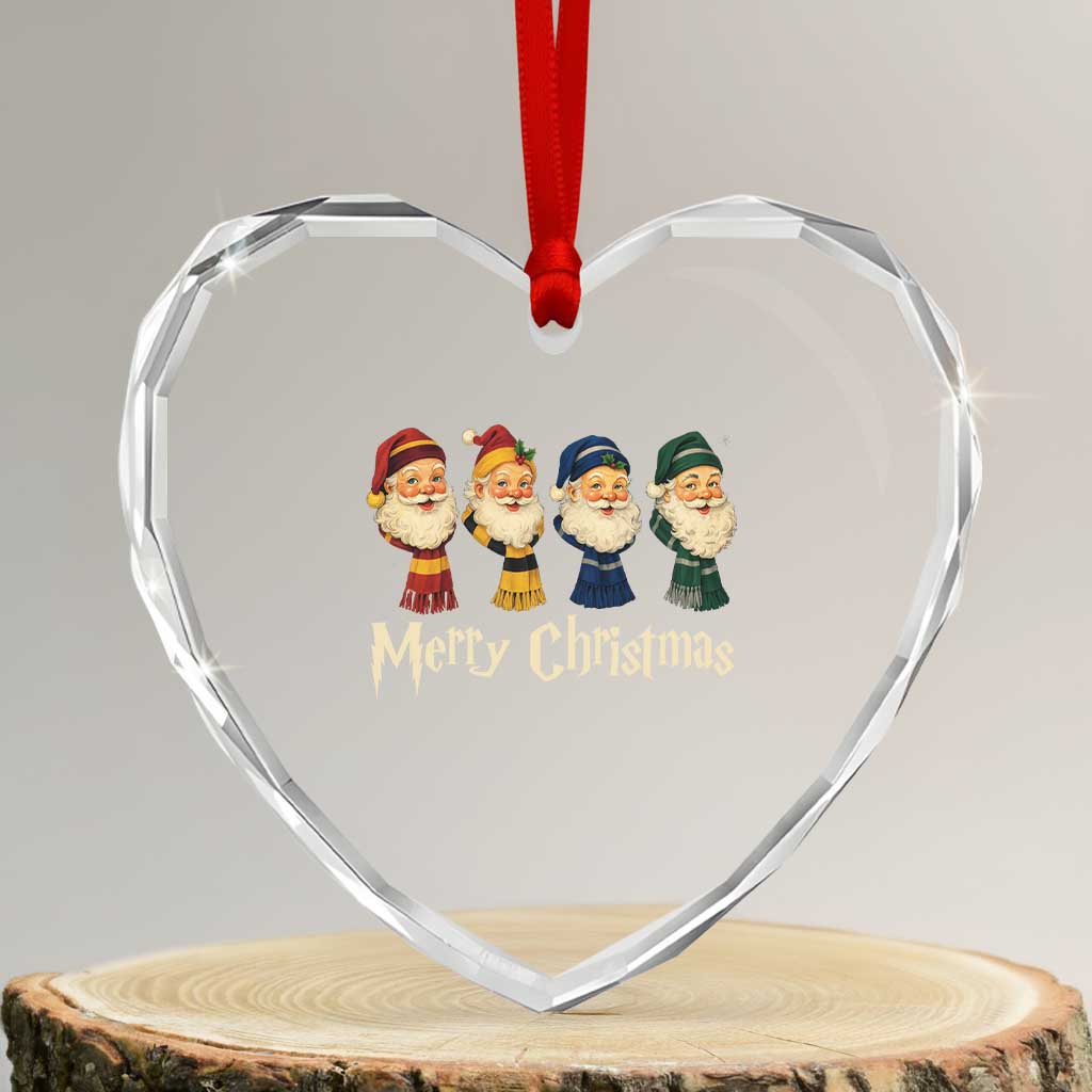 Merry Christmas Santa Heart Crystal Glass Ornament Vintage Wizard Holiday Season Cute Family Pajama TS10 Transparent Glass 3'' Heart Print Your Wear