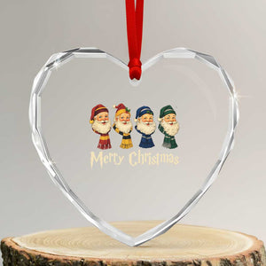 Merry Christmas Santa Heart Crystal Glass Ornament Vintage Wizard Holiday Season Cute Family Pajama TS10 Transparent Glass 3'' Heart Print Your Wear