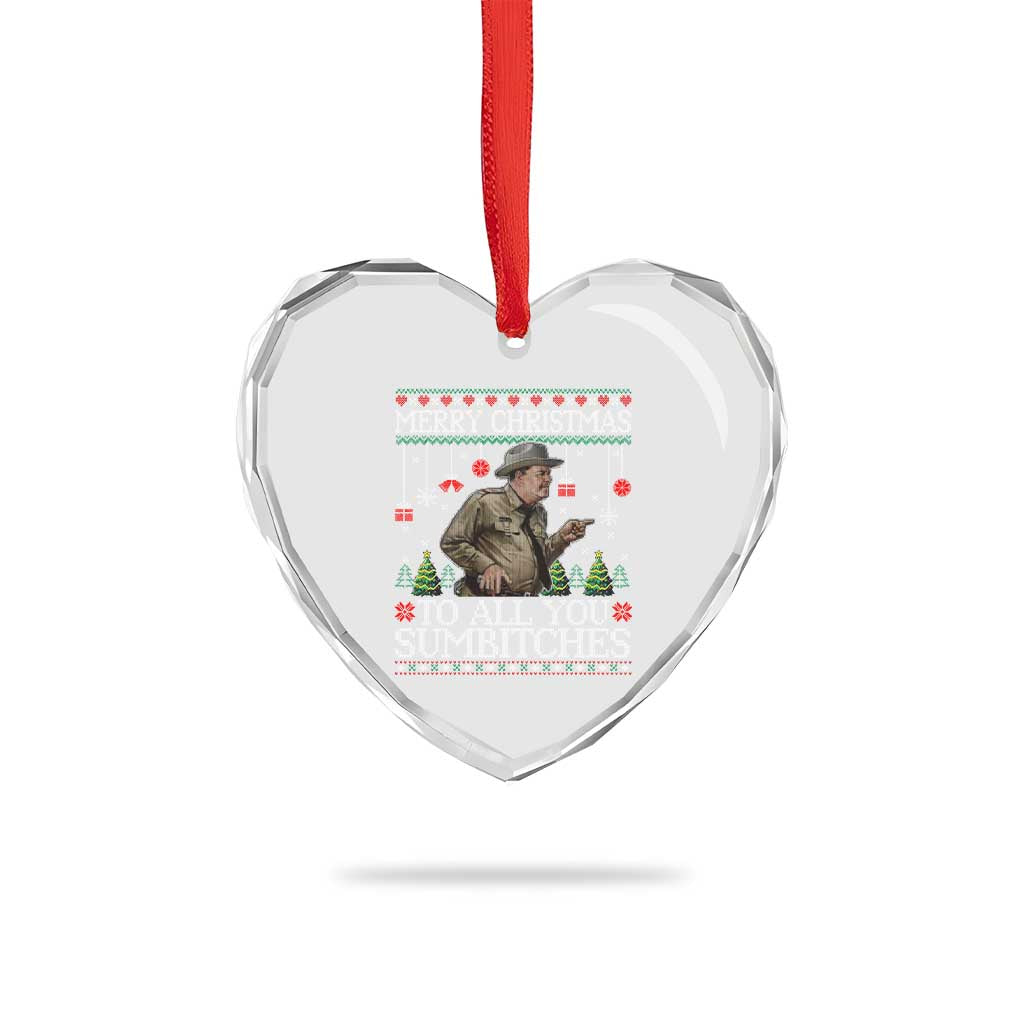 Merry Christmas Sumbitches Heart Crystal Glass Ornament Funny Smokey Retro 80s Movie The Bandit Ugly Xmas TS10 Print Your Wear