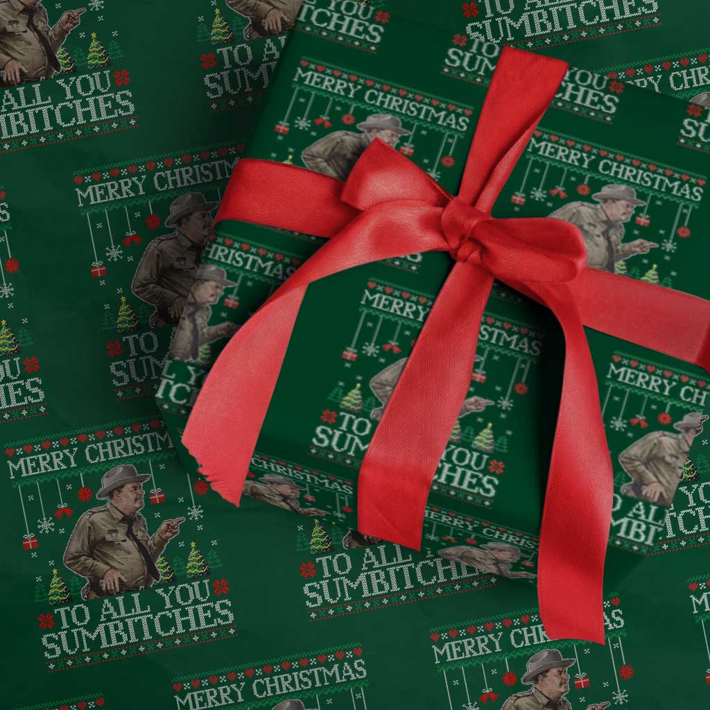 Merry Christmas Sumbitches Wrapping Paper Roll Funny Smokey Retro 80s Movie The Bandit Ugly Xmas TS10 Green Print Your Wear
