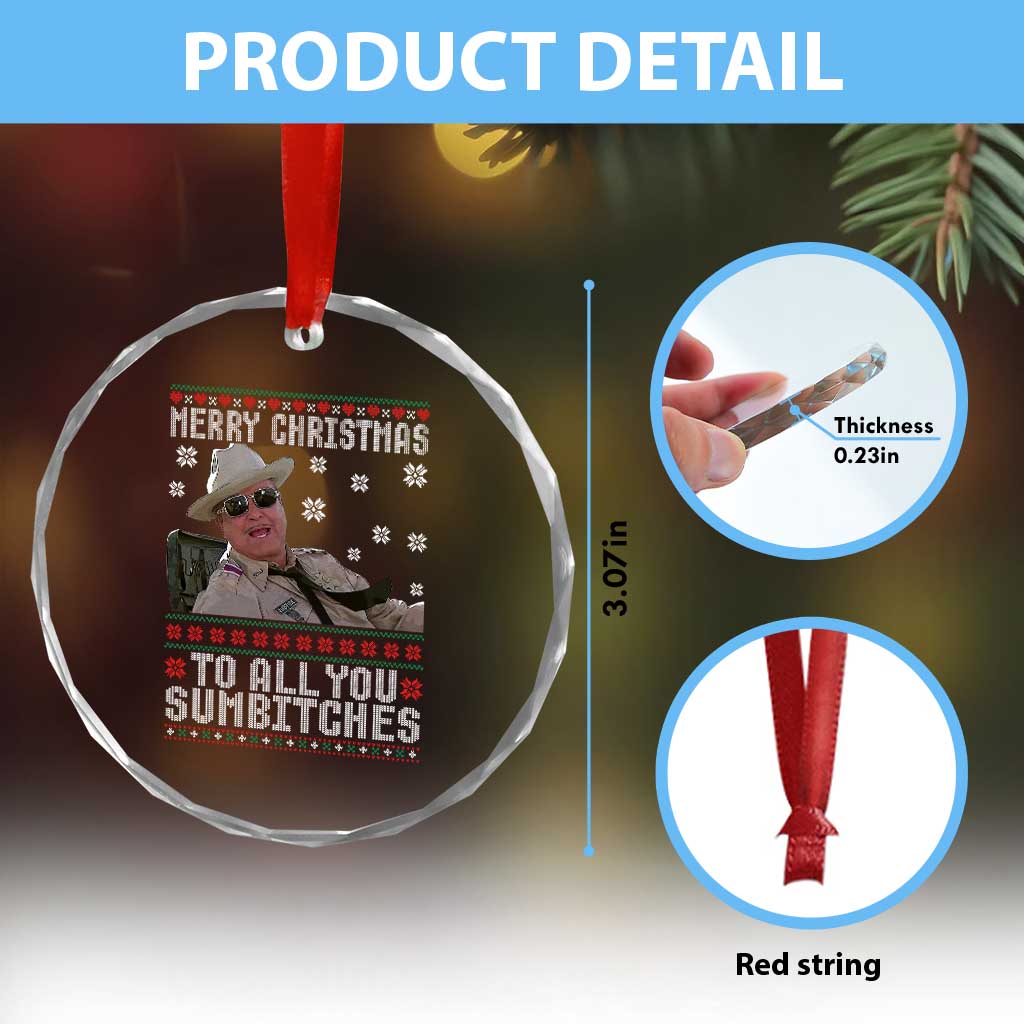 Merry Christmas To All You Sumbitches Crystal Glass Ornament Funny Ugly Xmas Retro 80s Movie TS10 Print Your Wear
