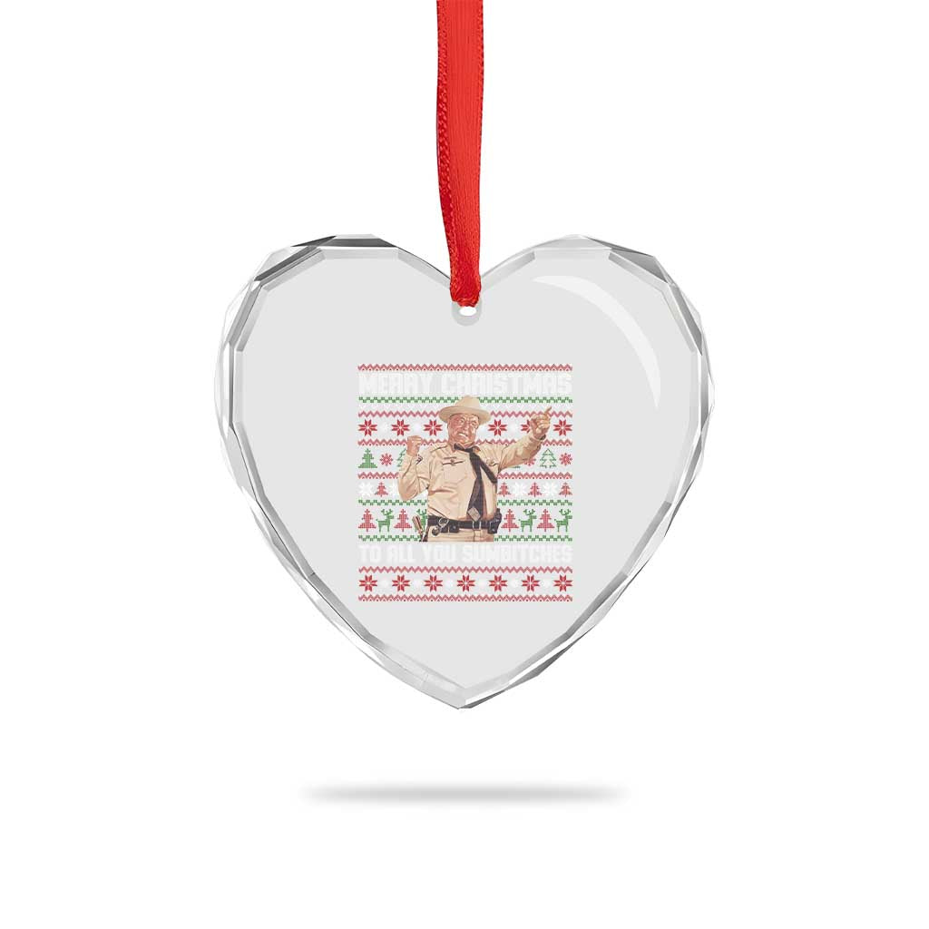 Merry Christmas To All You Sumbitches Heart Crystal Glass Ornament Funny Smokey Xmas Movie The Bandit TS11 Print Your Wear