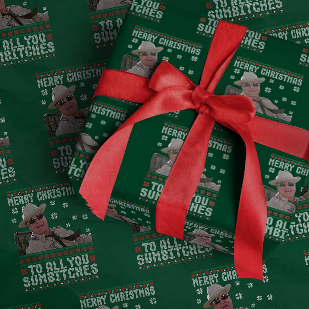 Merry Christmas To All You Sumbitches Wrapping Paper Roll Funny Ugly Xmas Retro 80s Movie TS10 Green Print Your Wear
