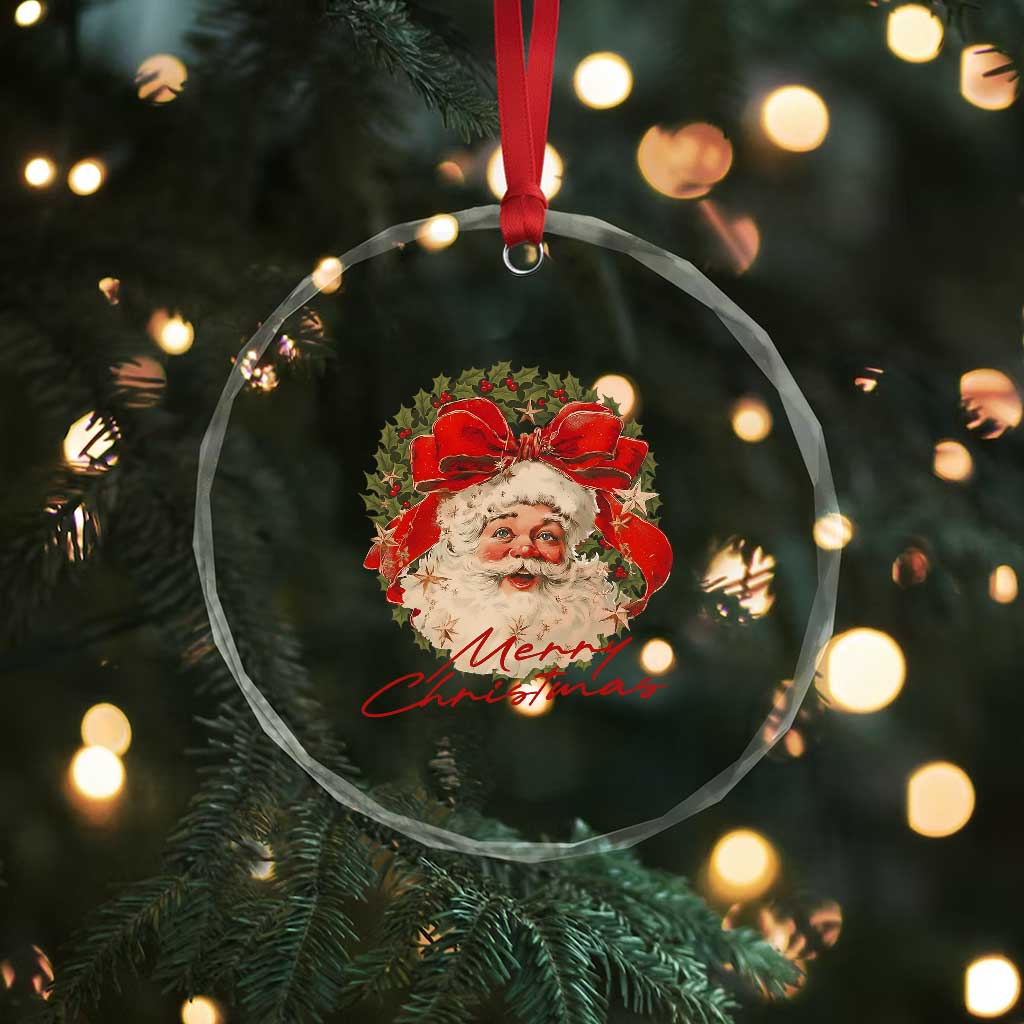 Merry Christmas Vintage Retro Santa Claus Coquette Crystal Glass Ornament TS11 Print Your Wear