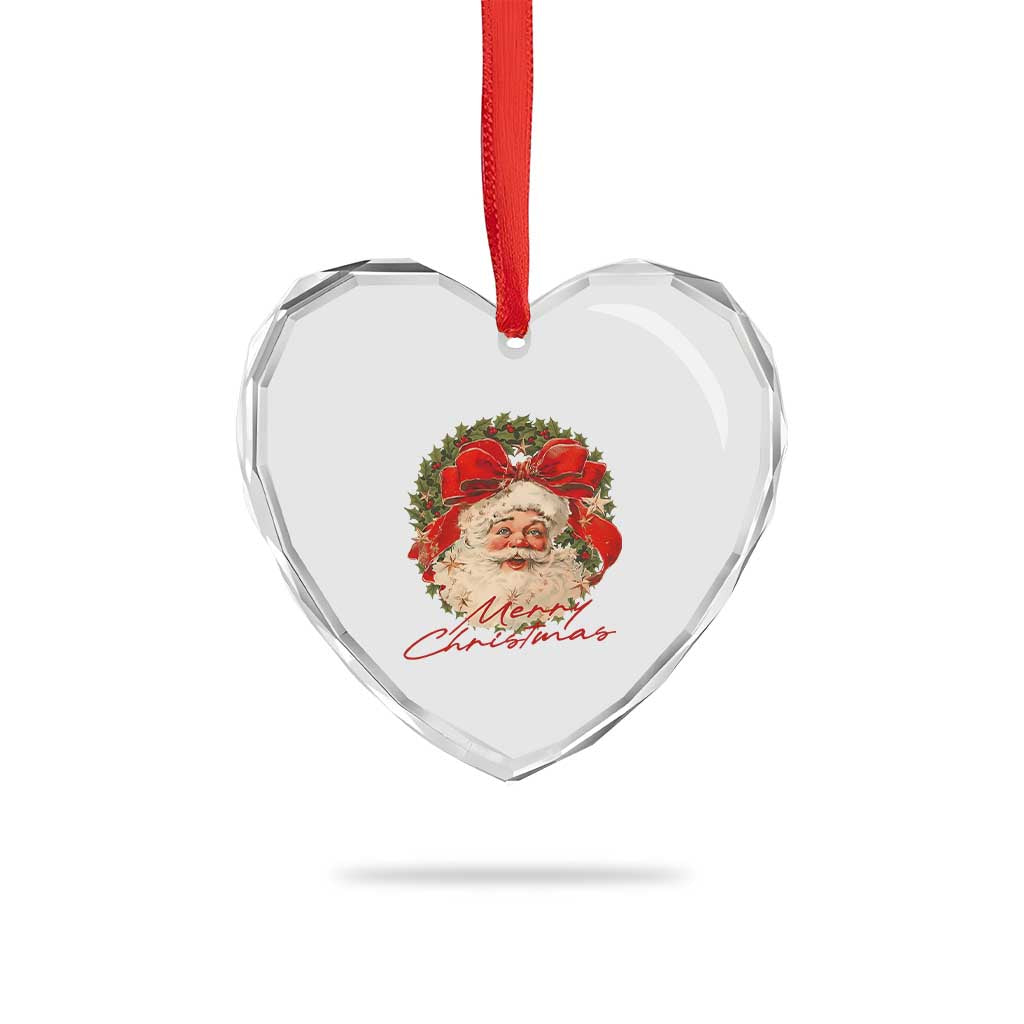 Merry Christmas Vintage Retro Santa Claus Coquette Heart Crystal Glass Ornament TS11 Print Your Wear