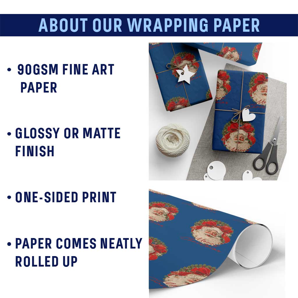 Merry Christmas Vintage Retro Santa Claus Coquette Wrapping Paper Roll TS11 Print Your Wear