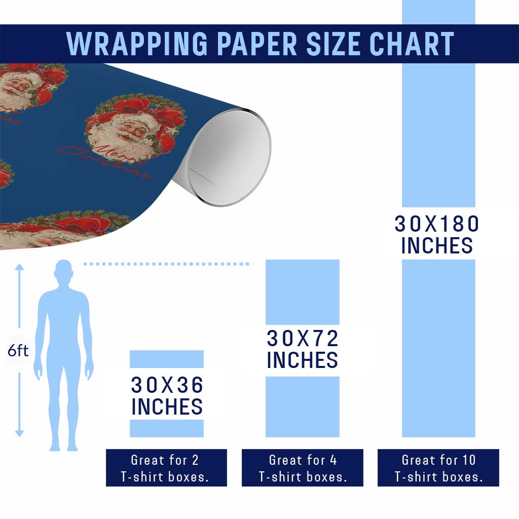 Merry Christmas Vintage Retro Santa Claus Coquette Wrapping Paper Roll TS11 Print Your Wear