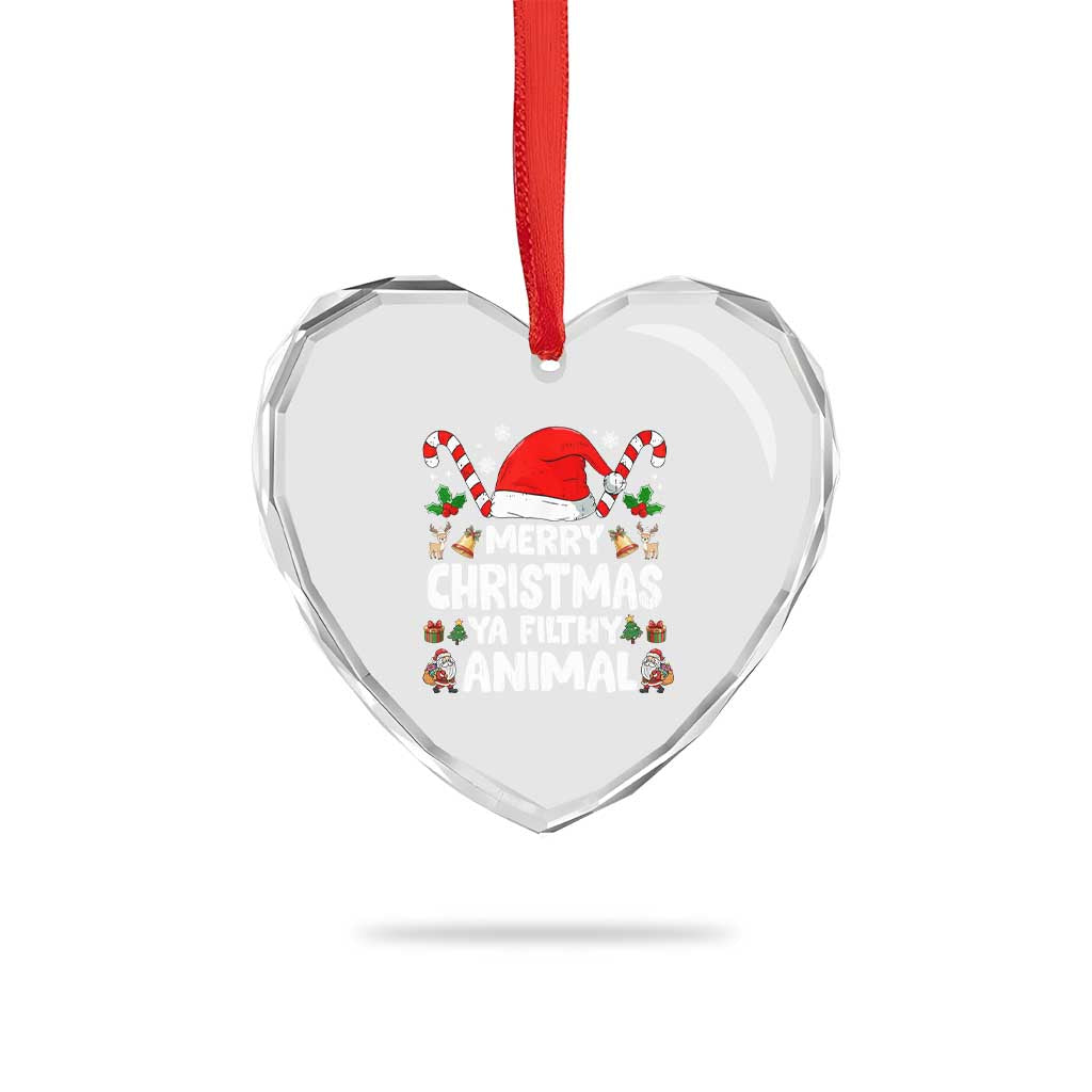Merry Christmas Ya Filthy Animal Heart Crystal Glass Ornament Funny Home Xmas Alone Movie Pajama TS10 Print Your Wear