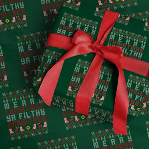 Merry Christmas Ya Filthy Animal Wrapping Paper Roll Funny Fantasy Movie Meme LOL Ugly Xmas TS10 Green Print Your Wear