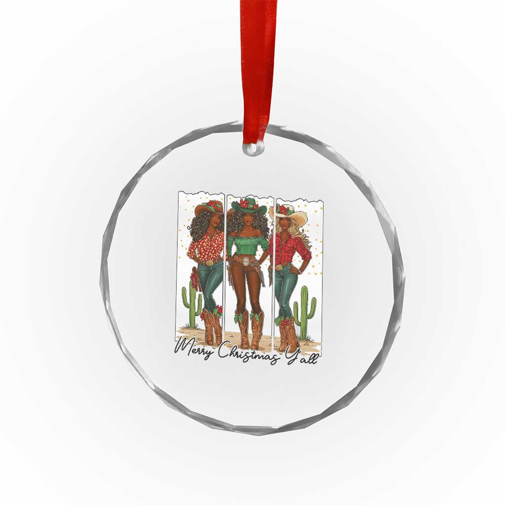 Merry Christmas Y'all Crystal Glass Ornament Funny Western Holiday Gift For Cowgirl TS12 Print Your Wear