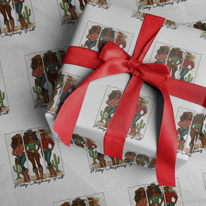 Merry Christmas Y'all Wrapping Paper Roll Funny Western Holiday Gift For Cowgirl TS12 White Print Your Wear