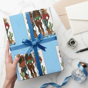 Merry Christmas Y'all Wrapping Paper Roll Funny Western Holiday Gift For Cowgirl TS12 Light Blue Print Your Wear