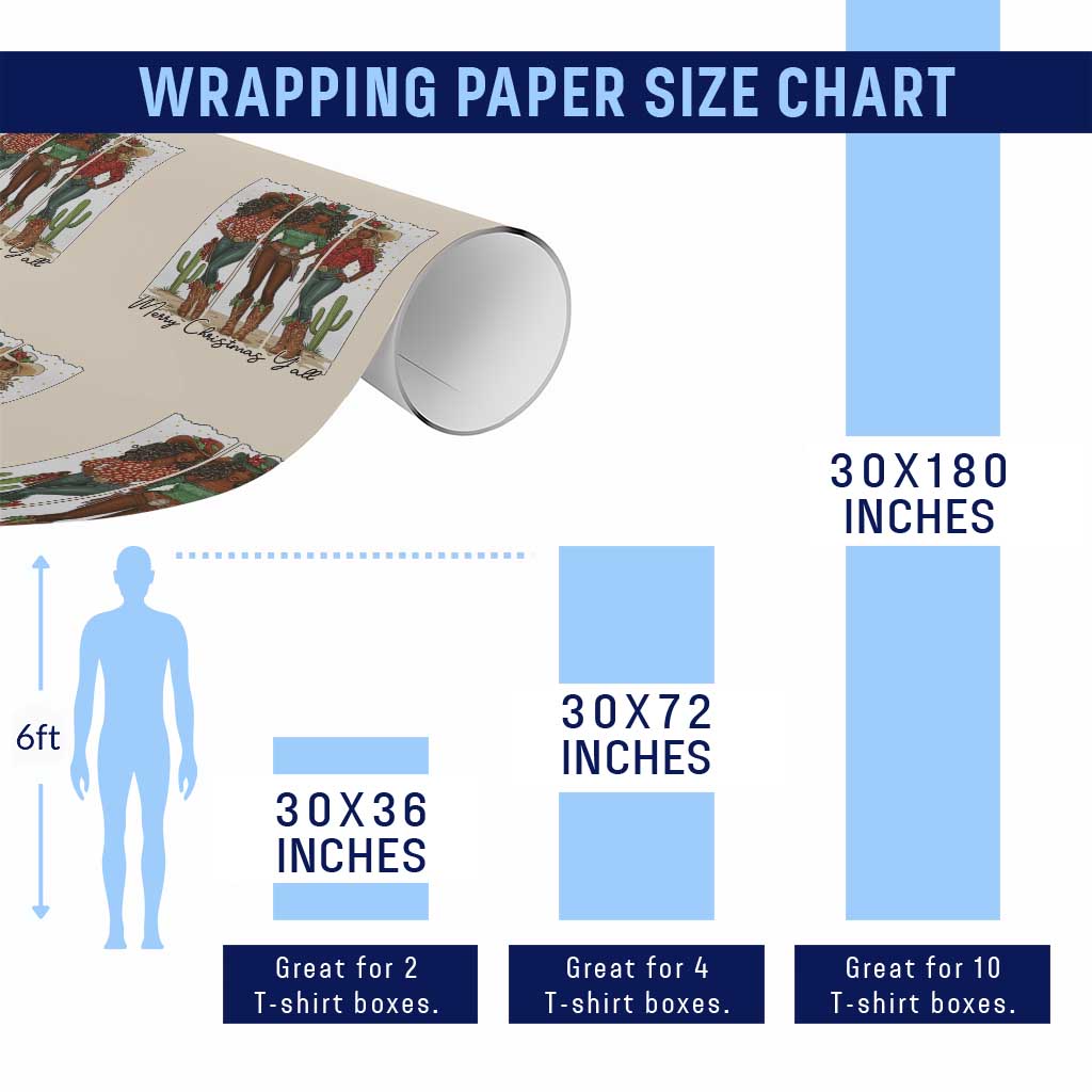 Merry Christmas Y'all Wrapping Paper Roll Funny Western Holiday Gift For Cowgirl TS12 Print Your Wear