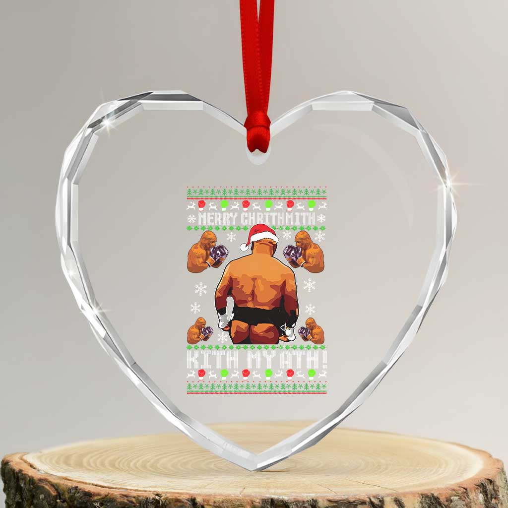 Merry Chrithmith Kith My Ath Funny Ugly Christmas Heart Crystal Glass Ornament TS10 Transparent Glass 3'' Heart Print Your Wear