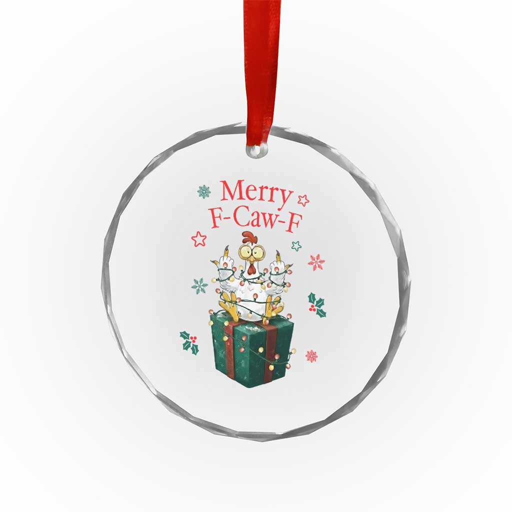 Merry F-Caw-F Chicken Crystal Glass Ornament Funny Christmas Gift TS12 Print Your Wear