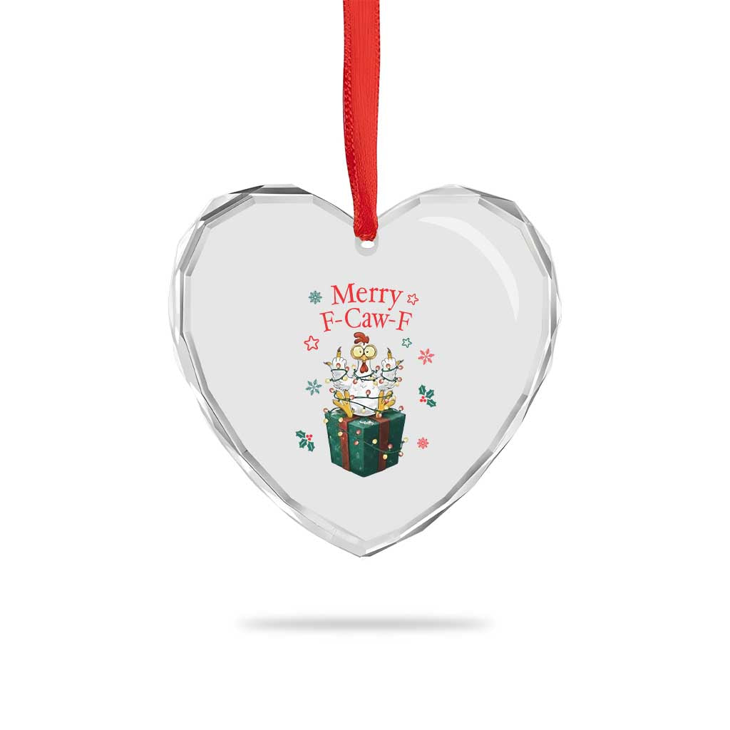 Merry F-Caw-F Chicken Heart Crystal Glass Ornament Funny Christmas Gift TS12 Print Your Wear