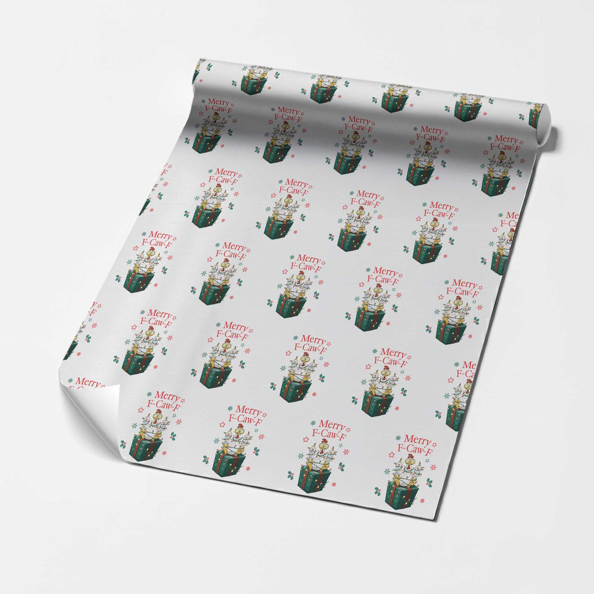Merry F-Caw-F Chicken Wrapping Paper Roll Funny Christmas Gift TS12 White Print Your Wear