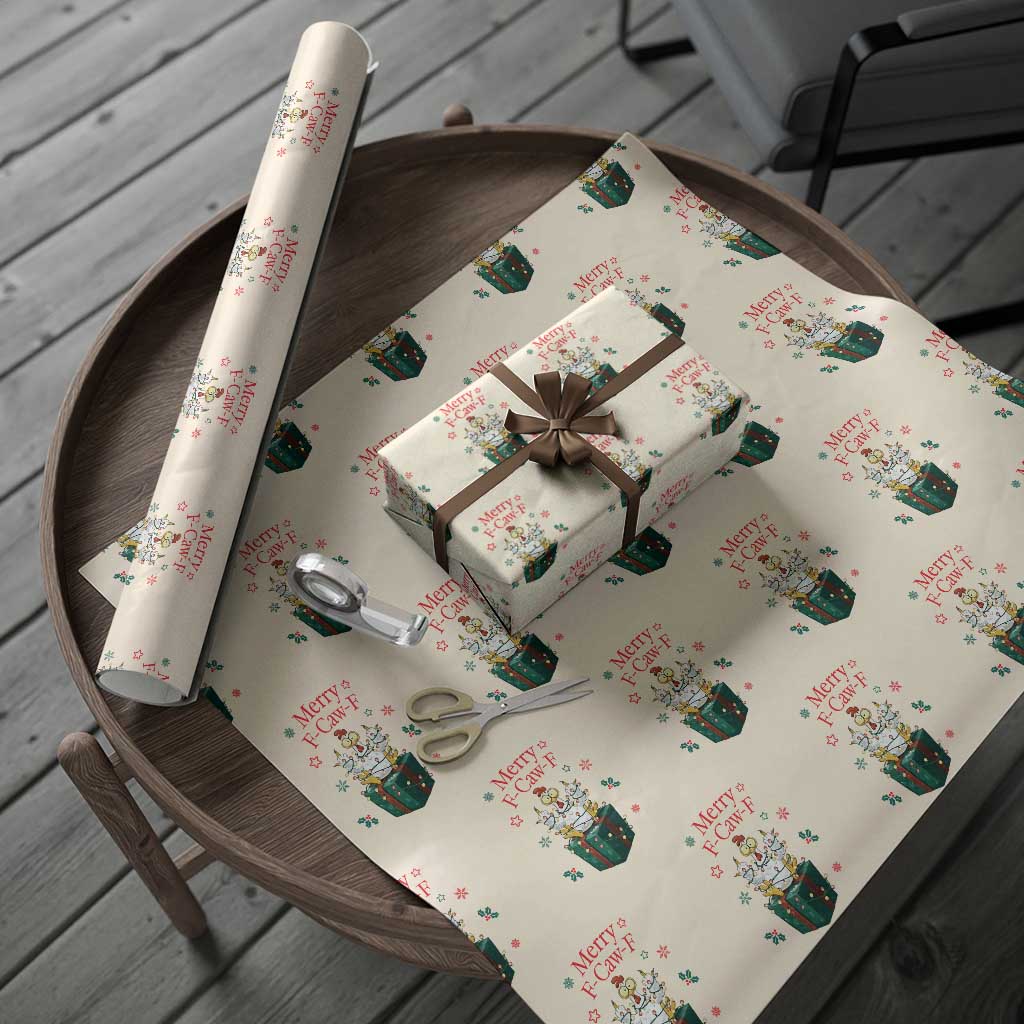 Merry F-Caw-F Chicken Wrapping Paper Roll Funny Christmas Gift TS12 Beige Print Your Wear