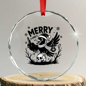 Merry F Caw F Christmas Raven Crystal Glass Ornament Funny Holiday Gift TS12 Transparent Glass 3'' Circle Print Your Wear