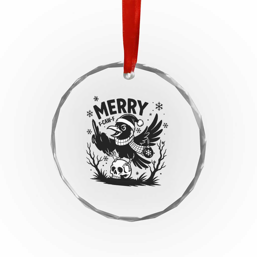 Merry F Caw F Christmas Raven Crystal Glass Ornament Funny Holiday Gift TS12 Print Your Wear