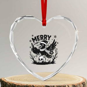 Merry F Caw F Christmas Raven Heart Crystal Glass Ornament Funny Holiday Gift TS12 Transparent Glass 3'' Heart Print Your Wear