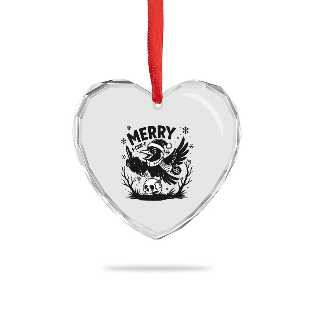 Merry F Caw F Christmas Raven Heart Crystal Glass Ornament Funny Holiday Gift TS12 Print Your Wear