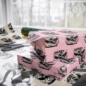 Merry F Caw F Christmas Raven Wrapping Paper Roll Funny Holiday Gift TS12 Light Pink Print Your Wear