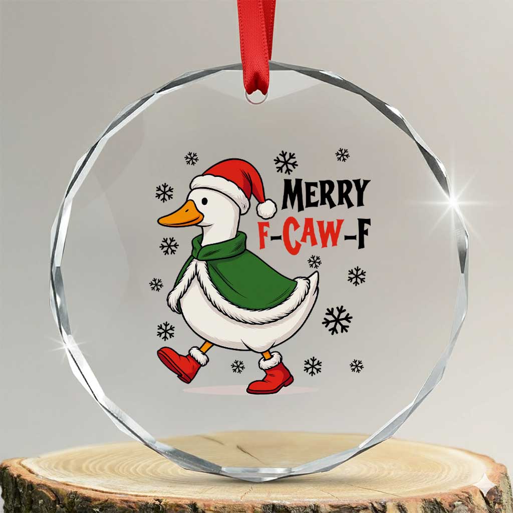 Merry F Caw F Duck Lover Crystal Glass Ornament Funny Christmas Gift TS12 Transparent Glass 3'' Circle Print Your Wear