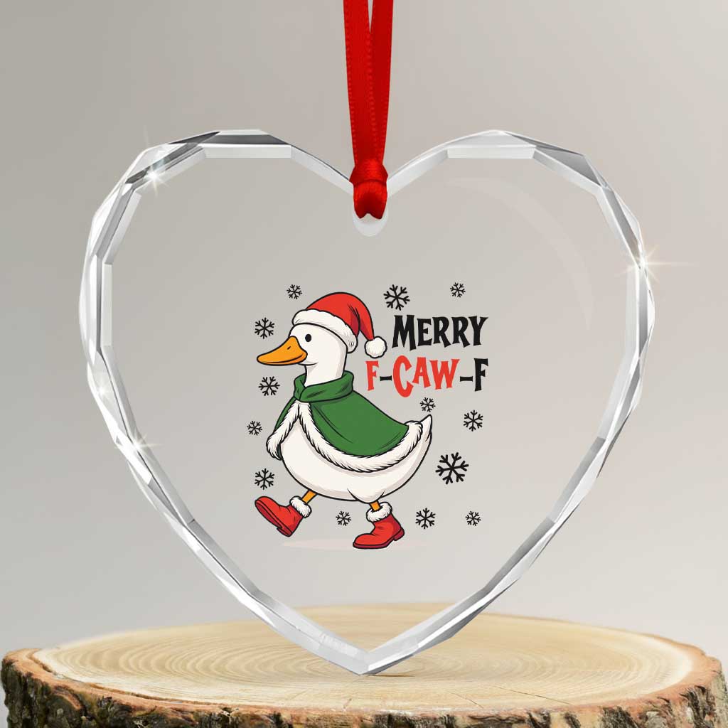 Merry F Caw F Duck Lover Heart Crystal Glass Ornament Funny Christmas Gift TS12 Transparent Glass 3'' Heart Print Your Wear