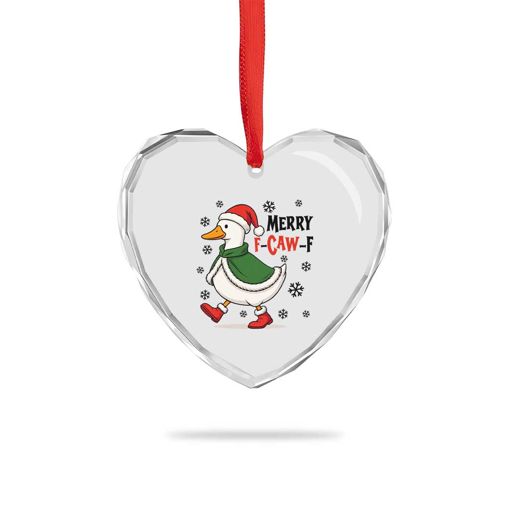 Merry F Caw F Duck Lover Heart Crystal Glass Ornament Funny Christmas Gift TS12 Print Your Wear