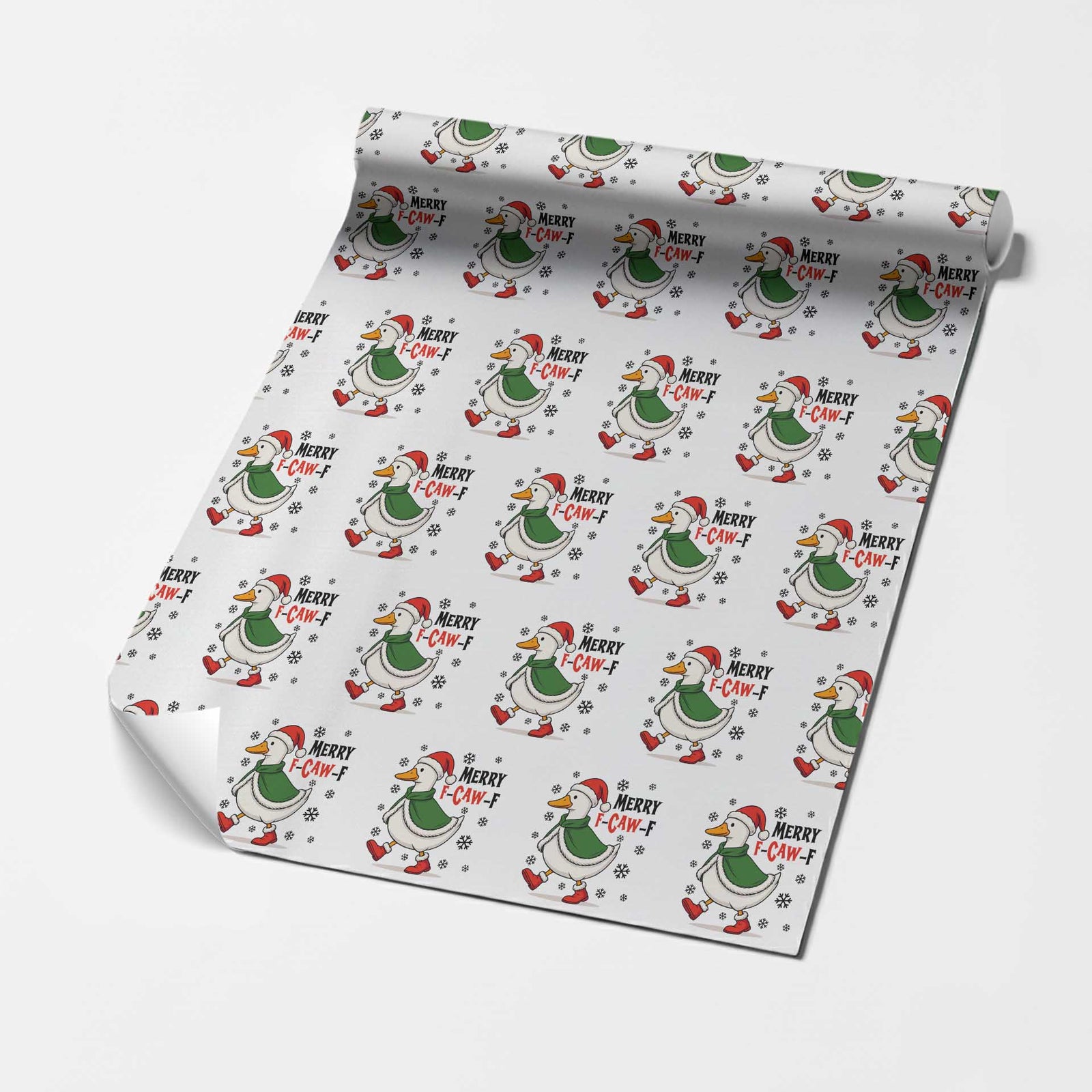 Merry F Caw F Duck Lover Wrapping Paper Roll Funny Christmas Gift TS12 White Print Your Wear