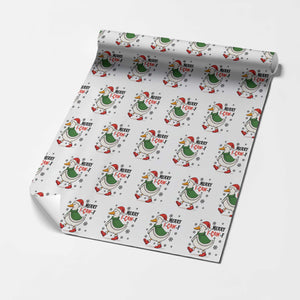 Merry F Caw F Duck Lover Wrapping Paper Roll Funny Christmas Gift TS12 White Print Your Wear