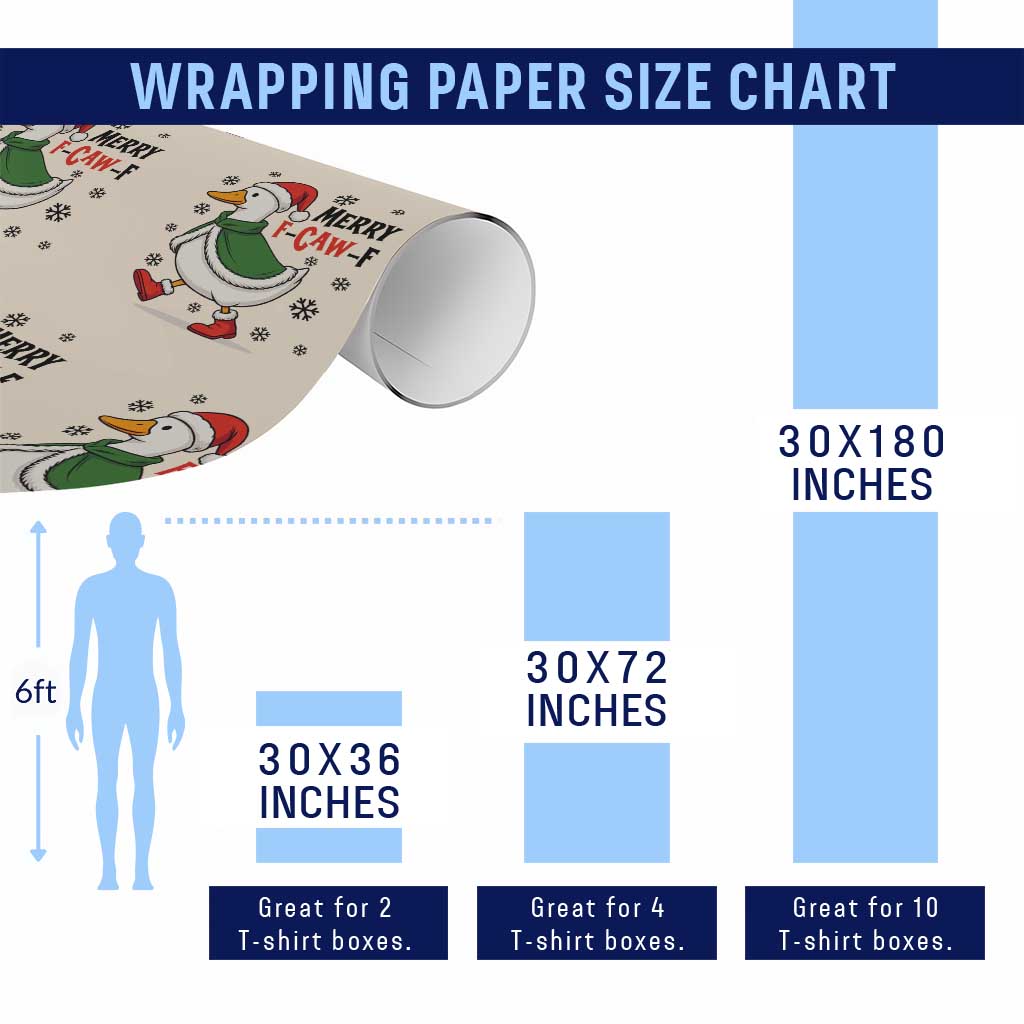 Merry F Caw F Duck Lover Wrapping Paper Roll Funny Christmas Gift TS12 Print Your Wear