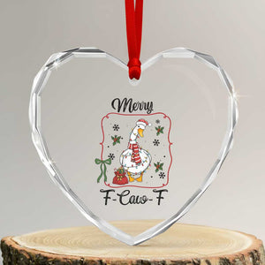Merry F Caw F Duck Sarcastic Joke Gift Heart Crystal Glass Ornament Funny Christmas Gift TS12 Transparent Glass 3'' Heart Print Your Wear