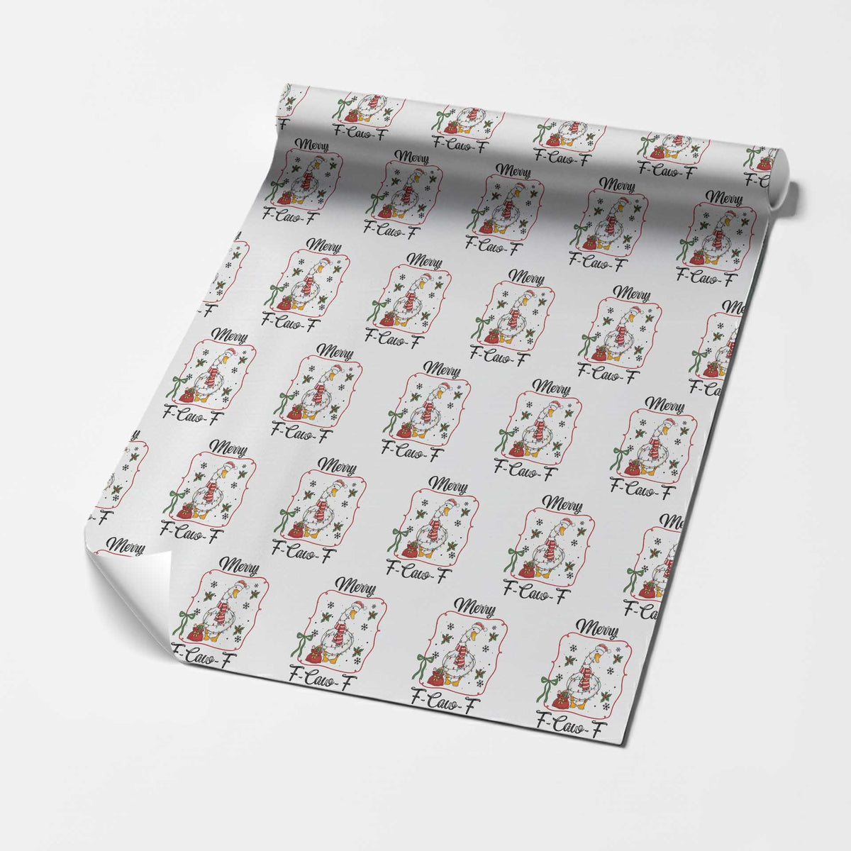 Merry F Caw F Duck Sarcastic Joke Gift Wrapping Paper Roll Funny Christmas Gift TS12 White Print Your Wear