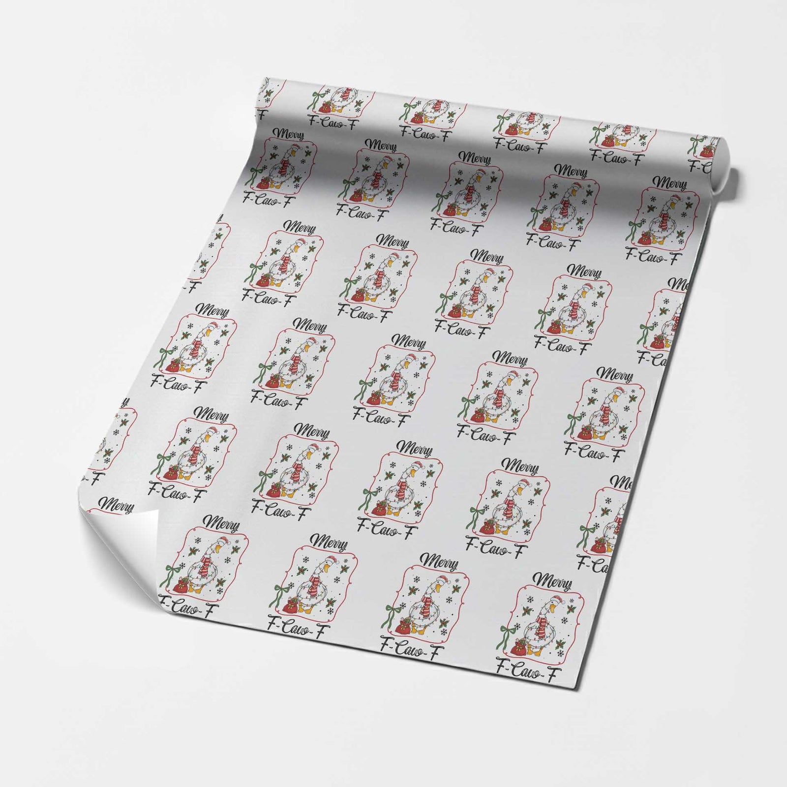 Merry F Caw F Duck Sarcastic Joke Gift Wrapping Paper Roll Funny Christmas Gift TS12 White Print Your Wear