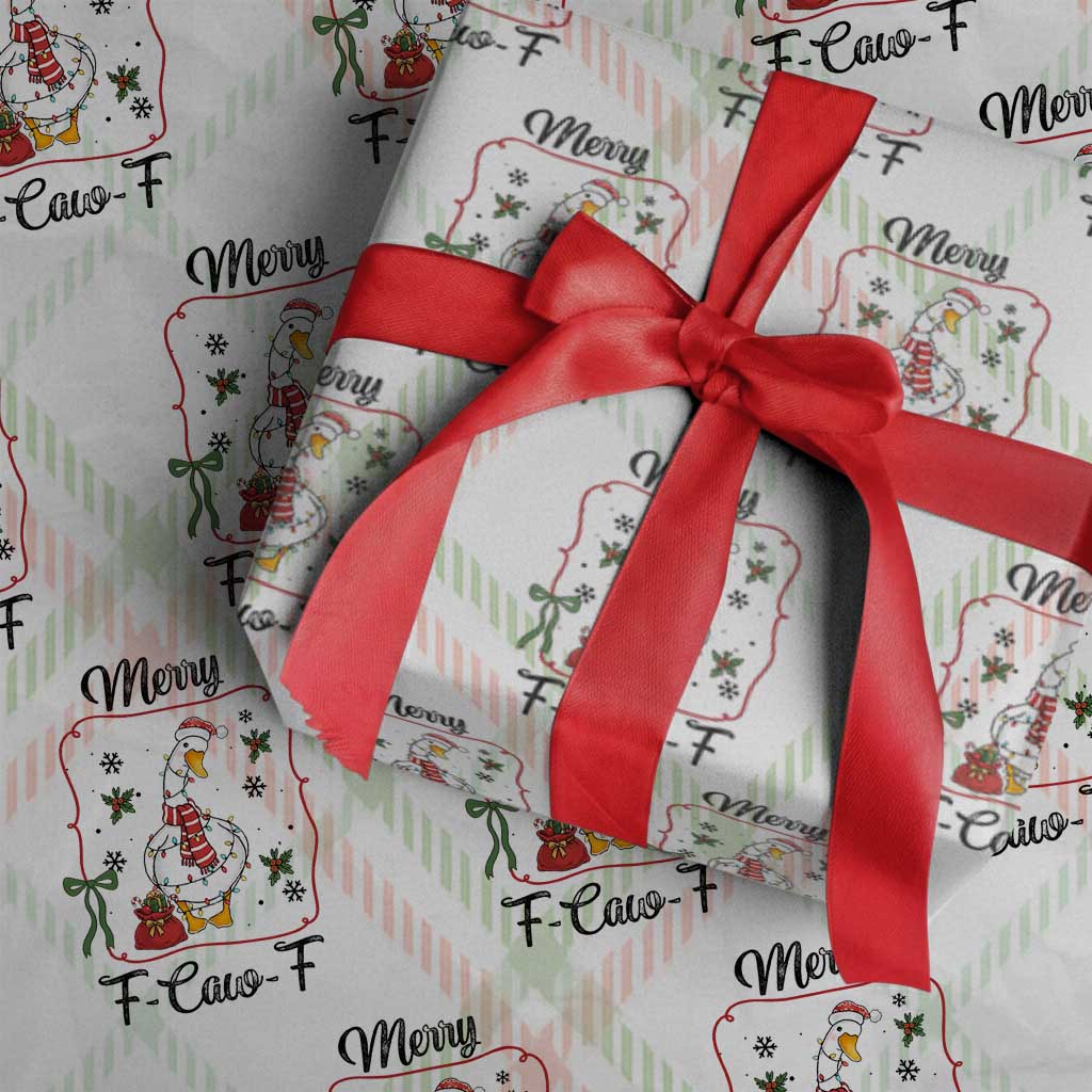 Merry F Caw F Duck Sarcastic Joke Gift Wrapping Paper Roll Funny Christmas Gift TS12 Christmas Plaid Print Your Wear