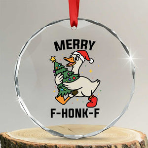 Merry F Caw F Goose Crystal Glass Ornament Funny Christmas Gift TS12 Transparent Glass 3'' Circle Print Your Wear