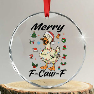 Merry F Caw F Goose Crystal Glass Ornament Funny Rebellious Christmas Gift TS12 Transparent Glass 3'' Circle Print Your Wear