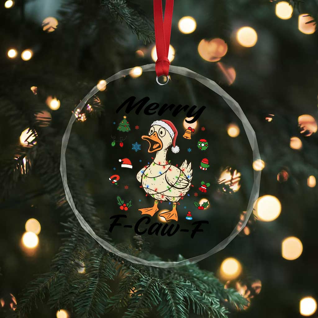 Merry F Caw F Goose Crystal Glass Ornament Funny Rebellious Christmas Gift TS12 Print Your Wear