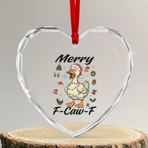 Merry F Caw F Goose Heart Crystal Glass Ornament Funny Rebellious Christmas Gift TS12 Transparent Glass 3'' Heart Print Your Wear