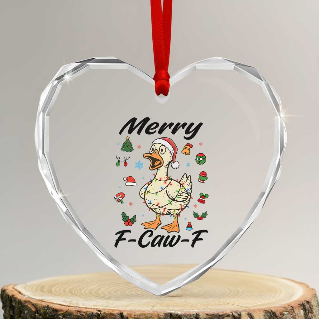 Merry F Caw F Goose Heart Crystal Glass Ornament Funny Rebellious Christmas Gift TS12 Transparent Glass 3'' Heart Print Your Wear