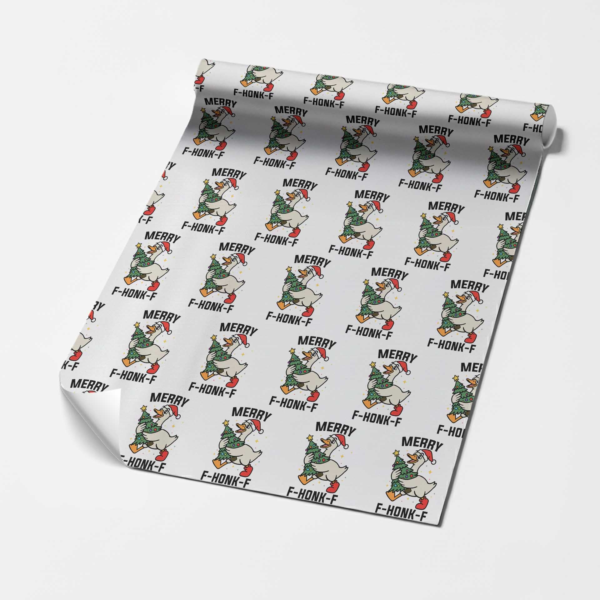 Merry F Caw F Goose Wrapping Paper Roll Funny Christmas Gift TS12 White Print Your Wear