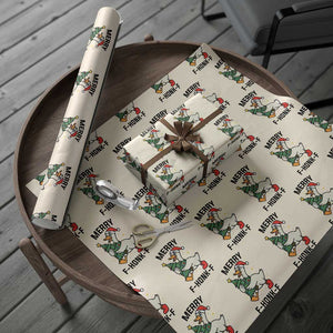 Merry F Caw F Goose Wrapping Paper Roll Funny Christmas Gift TS12 Beige Print Your Wear