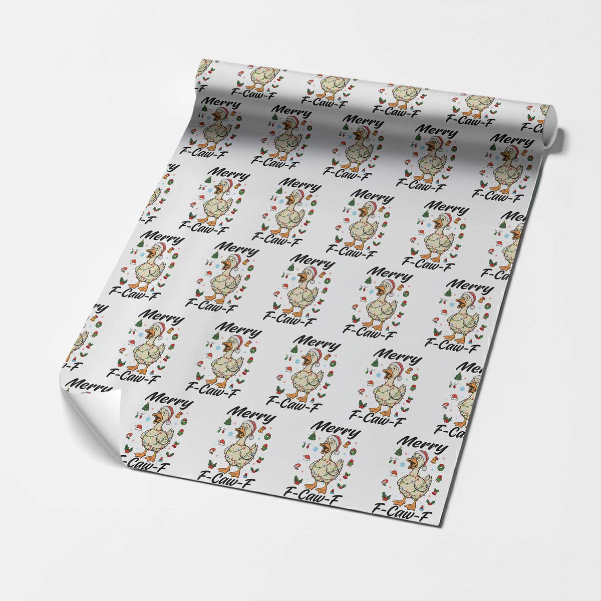 Merry F Caw F Goose Wrapping Paper Roll Funny Rebellious Christmas Gift TS12 White Print Your Wear