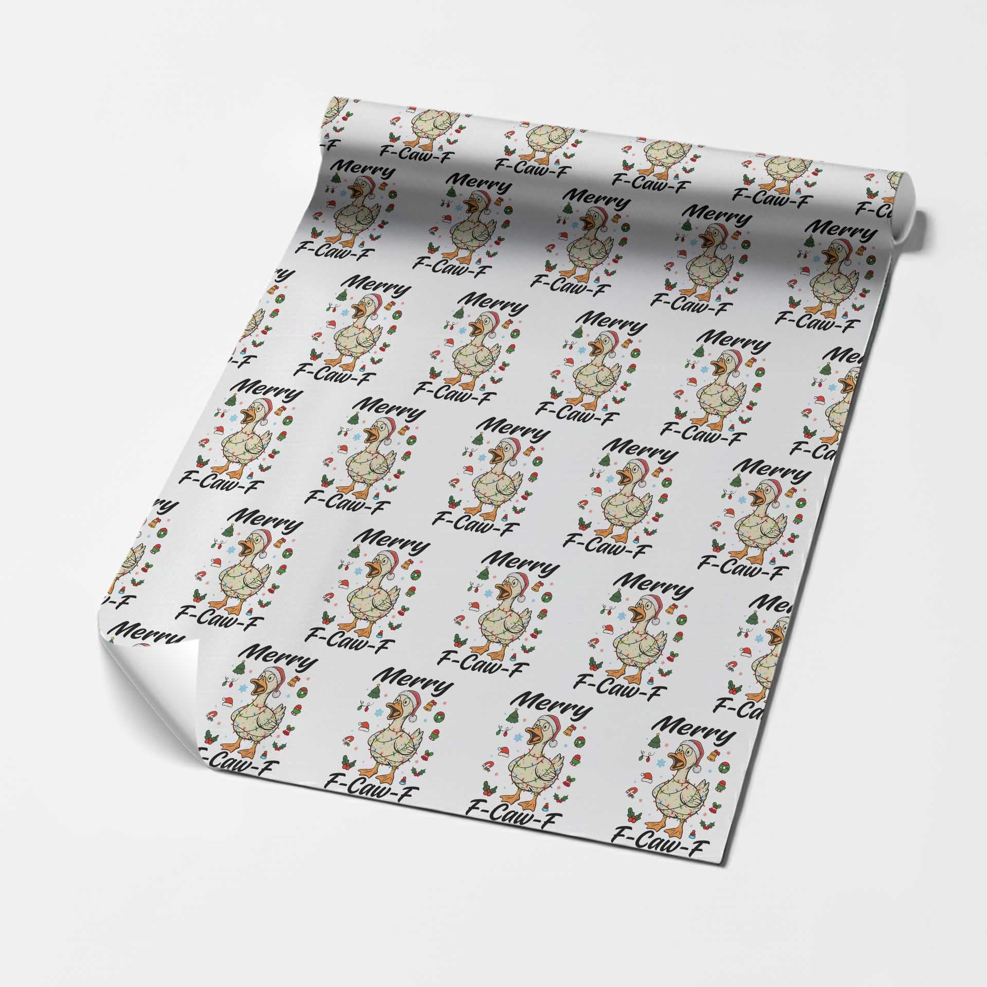 Merry F Caw F Goose Wrapping Paper Roll Funny Rebellious Christmas Gift TS12 White Print Your Wear