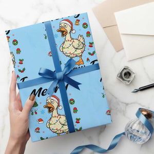 Merry F Caw F Goose Wrapping Paper Roll Funny Rebellious Christmas Gift TS12 Light Blue Print Your Wear