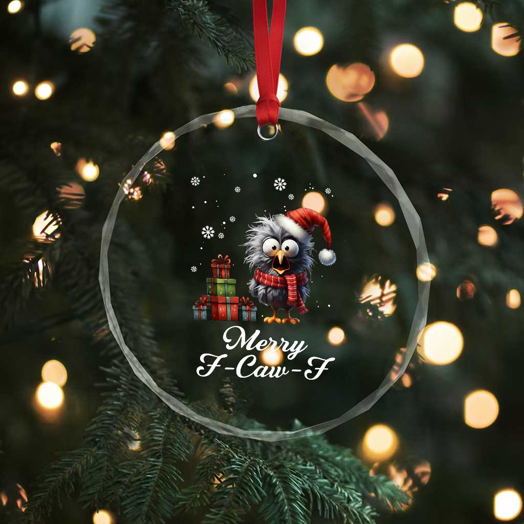 Merry F Caw F Raven Lover Crystal Glass Ornament Funny Christmas Gift TS12 Print Your Wear